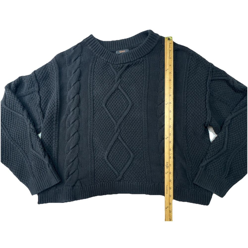 Quince 100% Organic Cotton Cropped Cable Crew Sweater Black Size XL - Picture 3 of 7